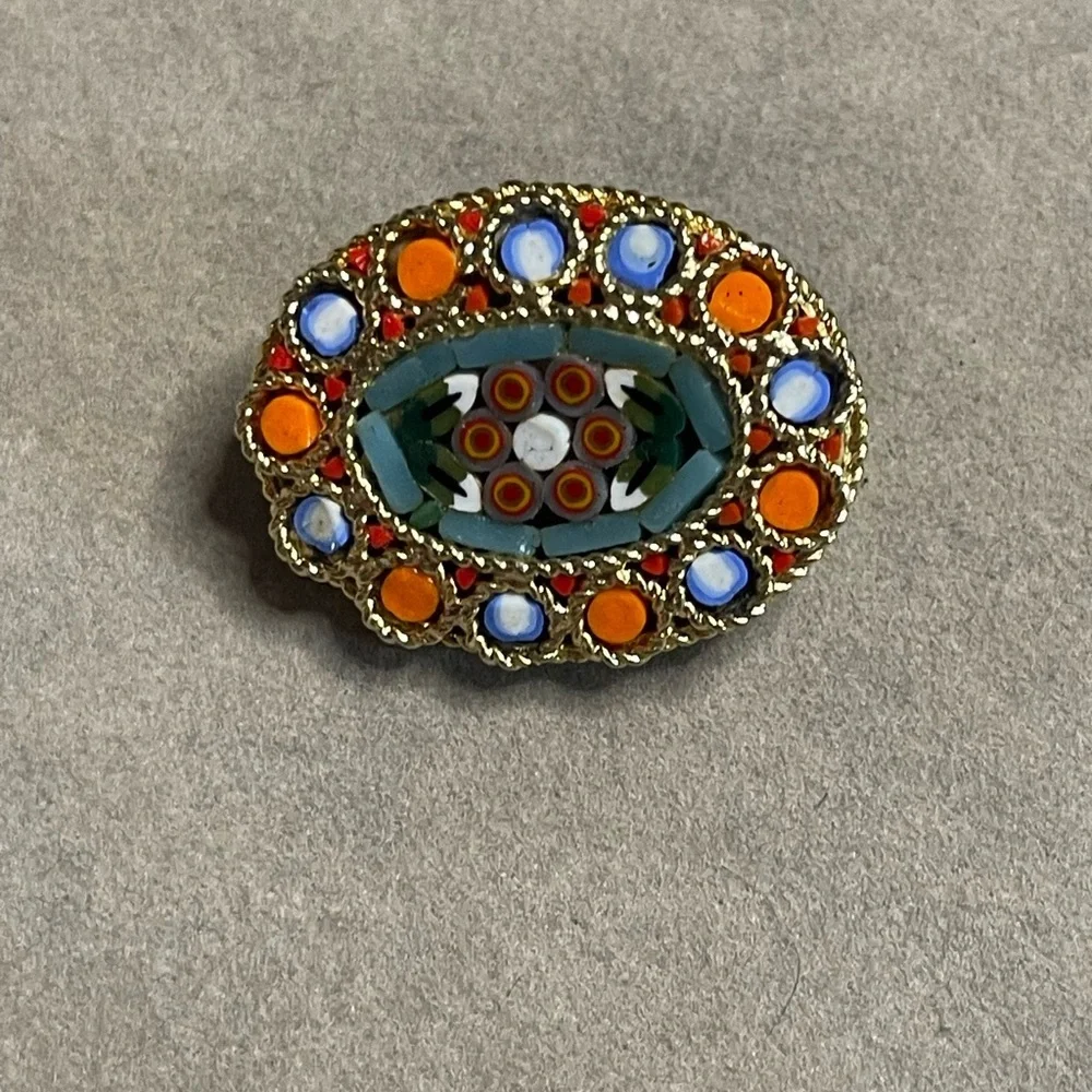 Vintage micro mosaic brooch